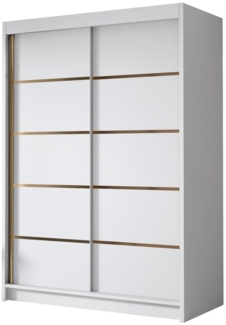Kleiderschrank mit Goldverzierung Laraso IV mit zwei Schwebetüren (Farbe: Weiß)