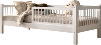 Home affaire Daybett Forrest 90/200 aus massiver Buche stabil gebaut, weiß lackiert, mit Sprossenumrandung, Rausfallschutz vorne, ohne o. mit Bettschublade