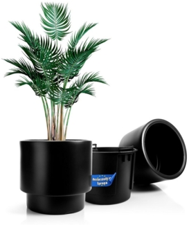 BigDean Blumentopf Pflanzkübel Design mit Einsatz rund ø 40 cm (Set, 1 St, 1 Pflanztopf + 1 Übertopf), Topf & Übertopf, 40cm, Schwarz, Bruchfest, Wetterfest