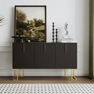 Merax Sideboard mit 3 Türen und verstellbaren Einlegeböden, Kommode mit Metallsockel,Anrichte,Buffet,TV-Schrank