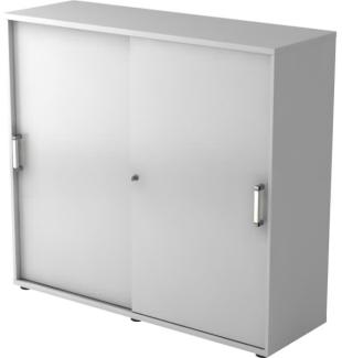 Büroschrank Aktenschrank Schiebetürenschrank, Grau, Chromgriff, 110 x 40 x 120 cm