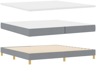 vidaXL Boxspringbett mit Matratze in Hellgrau - 200x200 cm aus Stoff 3341314