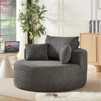 REDOM Relaxsessel für Wohnzimmer, Schlafzimmer, Lounge und Vorführraum (Chenille-Schaumstoff-Einzelsessel mit flauschigem Design, 1-St, 127*127*85), mit Relaxfunktion