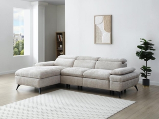 Vente-unique - Ecksofa mit Schlaffunktion mit Bettkasten - Ecke links - Strukturstoff - Beige - MORAVA