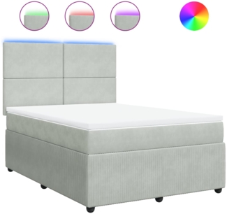 vidaXL Boxspringbett mit Matratze Hellgrau 140x190 cm Samt 3294628