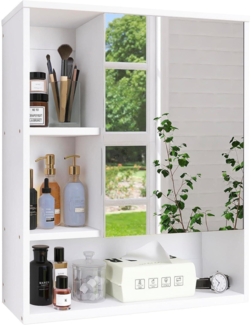 Badezimmerschrank mit Spiegel Bambus Organizer über Toilette