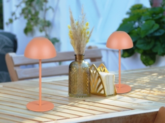 2er SET Akku LED Tischleuchten kabellos für Innen & Außen, Apricot - 20cm klein