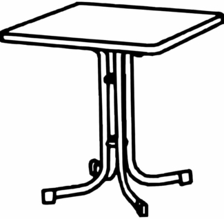 Boulevard-Klapptisch, 70x70 cm, weiß Stahlrohrgestell, Mecalit-Pro-Platte