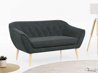 Sofa, Skandinavischer Stil, Holzbeine - PIRS - 2 Sitzer - Dunkelgrau - Stoff