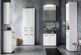 INOSIGN Badmöbel-Set Sovana, (Set, 3-St), Badezimmermöbel - Spiegel mit Beleuchtung, Hochschrank und Waschtisch