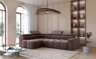 Ecksofa Designersofa DARCY in Stoff Salvador Braun Ottomane Links