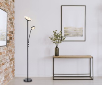 LED Stehleuchte Stehlampe Wohnzimmer Deckenfluter schwarz dimmbar 59092