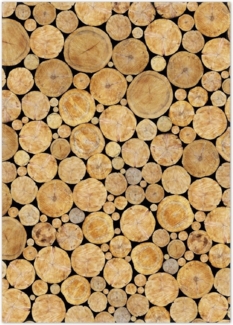 Wallario Teppich Holzstapel rund, rechteckig, rutschfest