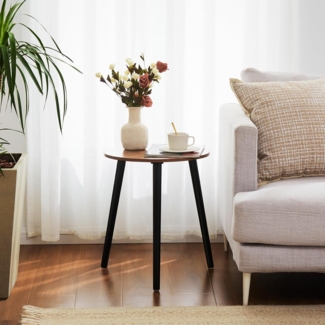 Runder Beistelltisch Holz Skandinavischer Stil 42x42x51CM Walnut