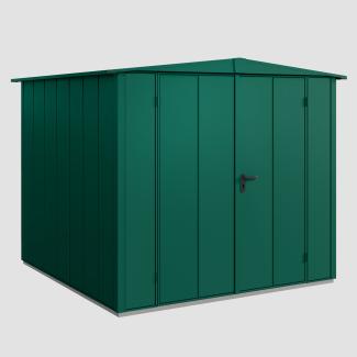 Hörmann Ecostar Metall-Gerätehaus Elegant mit Satteldach Typ 2, 238x238 cm , moosgrün, 5,7 m²,2-flüglige Tür