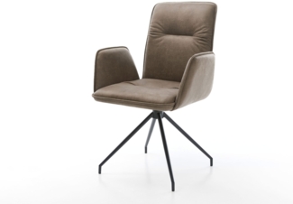 Drehstuhl Vinja-Flex Taupe Vintage Kreuzgestell konisch Schwarz 180° drehbar