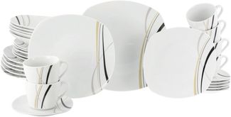 CreaTable Kombiservice Square City Line, Kombi-Service 30-tlg (30-tlg), 6 Personen, Porzellan, Moderner Urban Style