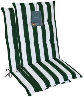 LILENO HOME Hochlehnerauflage Gartenstuhl Auflage, bequeme Sitzauflage für Gartenmöbel, Stuhlkissen, (2 St, 2er Set), Polsterauflage Blockstreifen Grün, Sitzpolster für Klappstühle