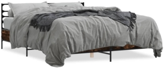 vidaXL Bettgestell Räuchereiche 160x200 cm Holzwerkstoff und Metall 3280054