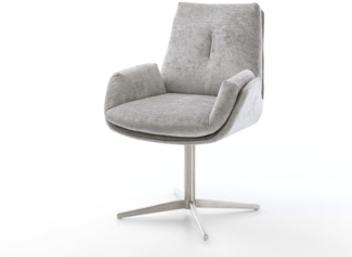 Drehstuhl Clea-Flex Chenille Silbergrau Fußkreuz Edelstahl 360° drehbar