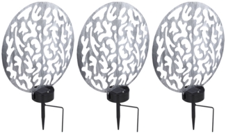 3er Set LED Solar-Steckleuchte, Lichteffekt, antik silber, H 41 cm