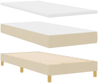 vidaXL Boxspringbett mit Matratze Creme 90x200 cm Stoff Creme 3340120