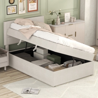 Ulife Polsterbett Funktionsbett Einzelbett Gästebett mit Lattenrost und großer Stauraum (1-tlg, Ohne Matratze), Stauraumbett, 90*200cm