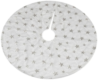 MARELIDA Weihnachtsbaumdecke Baumteppich Schneeflocken Baumrock Tannenbaumdecke 85cm weiß silber