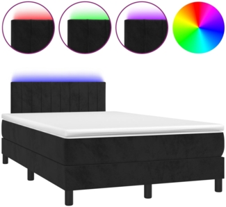 vidaXL Boxspringbett mit Matratze & LED Schwarz 120x190 cm Samt 3270167
