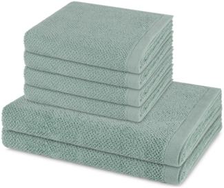 Möve Bliss 6 tlg. Frottier-Set - 4 X Handtuch (50 X 100cm), 2 X Duschtuch (67 X 140cm) - 500 - Reed green