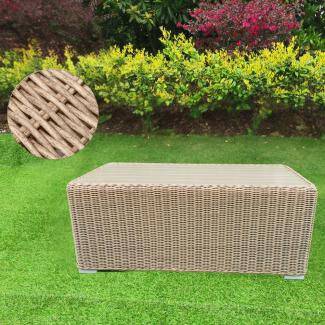 Lounge Couchtisch VITA in Natural rundes Polyrattan Armlehnsessel Gartenmöbel