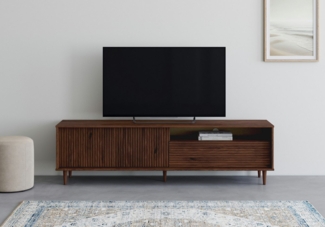 INOSIGN Lowboard Malmedy Front mit gefrästen Rillen, TV-Kommode aus massivem Kiefernholz, Push-to-open, Breite 180 cm