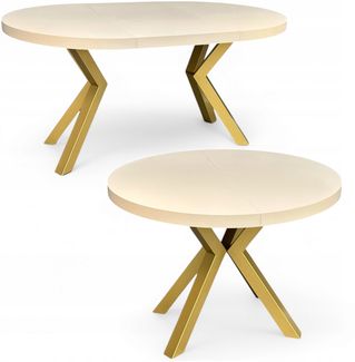 Runder ausziehbarer Tisch KASCHMIR Ø100/200 cm mit goldenen Metallbeinen