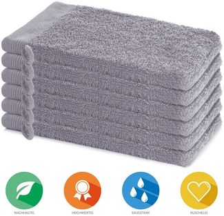 Lavea Waschhandschuh Bali, 16x22cm aus 100% Bio-Baumwolle, einzigartig weiche Waschhandschuhe mit Aufhänger (Set, 6-St), hochwertige und nachhaltige Premium Waschlappen - schonende Reinigung