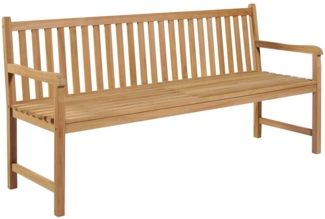 vidaXL Gartenbank Graue Karomuster-Auflage 175 cm Massivholz Teak 3062798