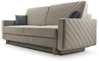 MOEBLO Schlafsofa CALIFORNIA, Sofa aus Samtstoff Couch für Wohnzimmer Sofagarnitur Polstersofa Wohnlandschaft Velours 230x96x97cm, mit Bettkasten und Schlaffunktion