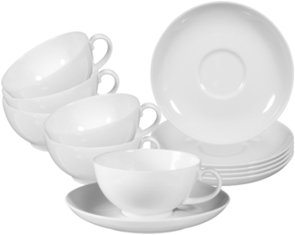 Seltmann Weiden Rondo/Liane Weiß Teetasse mit Untertasse 0,2 l 6er Set - DS
