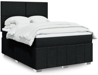 vidaXL Boxspringbett mit Matratze Schwarz 140x190 cm Stoff 3293958