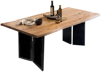 Esstisch TOPS & TABLES 100 x 200 x 75 cm Akazie Metall Natur Schwarz