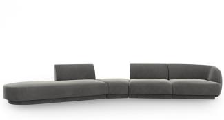 Micadoni Modulares Sofa Miley 5-Sitzer Links Samtstoff Hellgrau