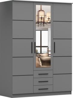 MOEBLO Drehtürenschrank ANTIS 3D I (Kleiderschrank 3-türig Schrank Garderobe Schlafzimmer, mit Spiegel, Schubladen und Lamellen) (BxHxT):152x208x61cm