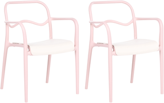 Gartenstuhl 2er Set THASOS Kunststoff Pastellrosa