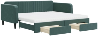 vidaXL Tagesbett Ausziehbar mit Schubladen Dunkelgrün 100x200 cm Samt 3197144
