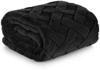 Wohndecke CARO Design91 Karierte Kuscheldecke ideales Geschenk Weiche warme Decke 70x160 cm schwarz