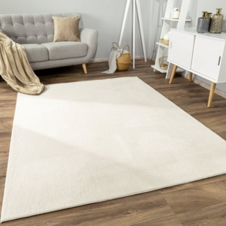 Paco Home Teppich Sevilla 521, rechteckig, Höhe: 16 mm, Kurzflor, Uni Farben, weich & kuschelig, Hoch-Tief Effekt, Wohnzimmer