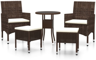 vidaXL 5-tlg. Garten-Lounge-Set Poly Rattan Braun 3058471