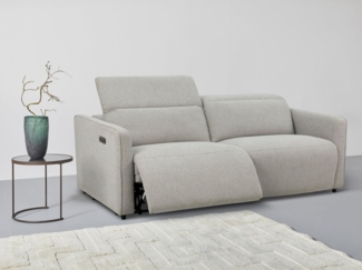 INOSIGN 2-Sitzer KYLLY, XXL (208 cm) elektrische Relax- und Liegefunktion in 2 Sitzen, Mega-Sofa, Kopfteilverstellung, USB A/ C, Federkern, Feinstruktur