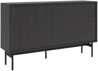 Selsey 'Olar' Sideboard 2-türig mit vier Schubladen, Holzoptik Esche Portland schwarz, ca. 93 x 154 x 38 cm
