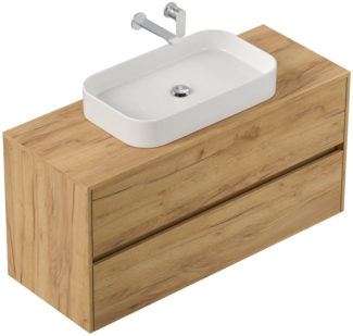 Magnolia Home Badmöbel-Set Badmöbel Taifun 120cm mit modernem Aufsatzwaschbecken eiche gold