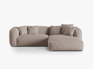 Micadoni Ecksofa Martina 2-Sitzer Strukturierter Stoff Dunkelbeige Rechts